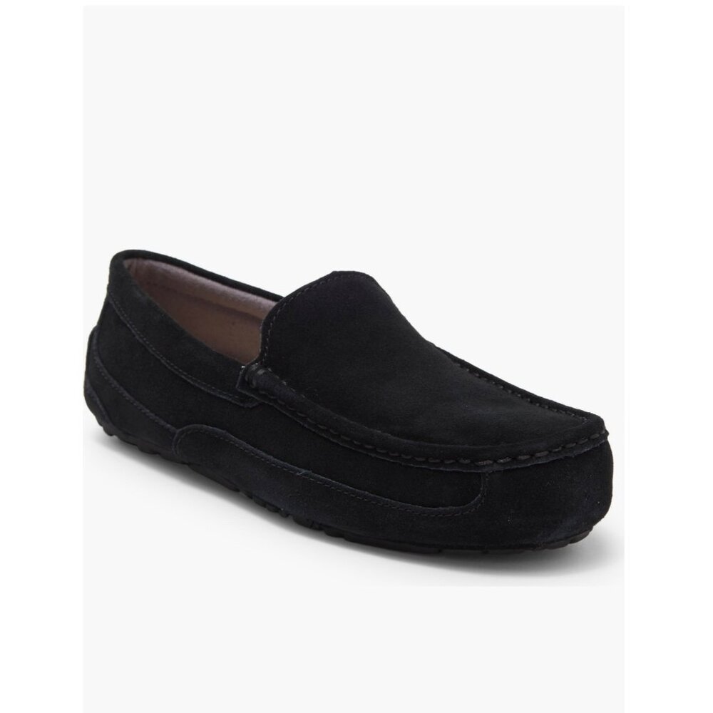 UGG Alder Faux Shearling lined Suede men slipper loafer 7 black cabincore